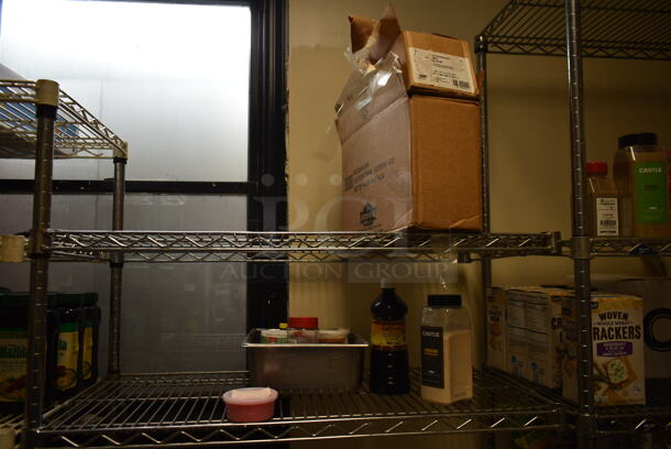 Wire Shelving Units. Does Not Come w/ Contents. BUYER MUST REMOVE: BUYER MUST DISMANTLE. PCI CANNOT DISMANTLE FOR SHIPPING. PLEASE CONSIDER FREIGHT CHARGES. (dish room) - Image 9 of 12