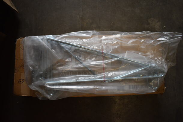 ALL ONE MONEY! Lot of 4 BRAND NEW IN BOX! Focus Chrome Finish Double Post Mount Bracket. 17x3x8 - Image 1 of 3