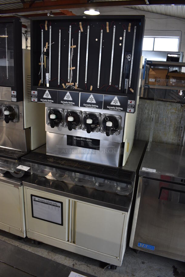 FBD Model FBD564 RC Stainless Steel Commercial Countertop 4 Flavor Slushie Machine on Stainless Steel Soda Station w/ 5 Cup Dispensers and 2 Doors. 208-230 Volts, 1 Phase. 36x42x79 - Image 3 of 9