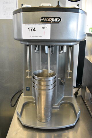 Waring WDM360 Metal Commercial Countertop 3 Head Drink Mixer. 120 Volts, 1 Phase. Tested and Working! 