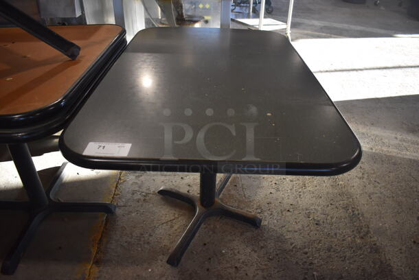 Gray Table on Black Metal Table Base. 30x48x30
