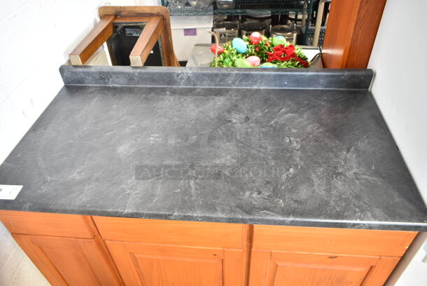 Black Counter w/ Back Splash and 3 Doors.  - Image 2 of 5