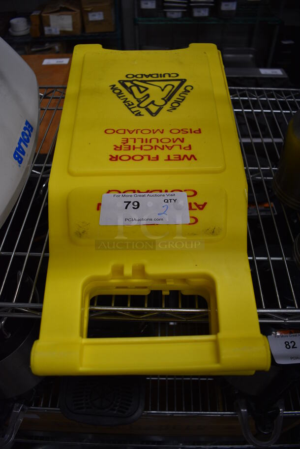 2 Yellow Poly Wet Floor Caution Signs. 12x1x27. 2 Times Your Bid! 