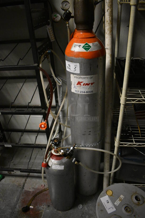3 Various Carbon Dioxide Tanks. 8x8x57, 8x8x27. 3 Times Your Bid! Buyer Must Pick Up - We Will Not Ship This Item. (kitchen) - Image 4 of 4
