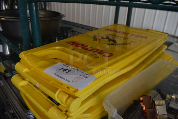 5 Yellow Poly Wet Floor Caution Signs. 12x1x25. 5 Times Your Bid!