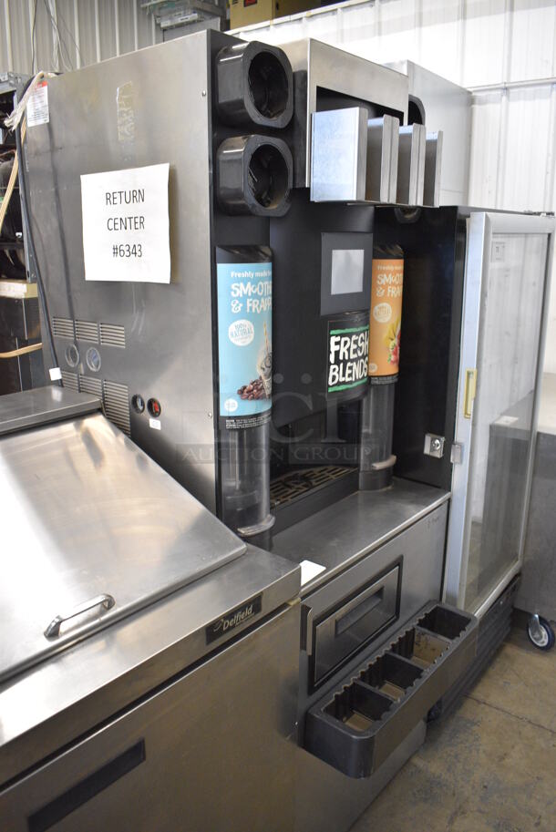 Manitowoc Multiplex MB-8-1 Stainless Steel Commercial Blend In Cup Workstation on Single Door Undercounter Cooler on Commercial Casters. 115 Volts, 1 Phase. 26x39x72. Tested and Working! - Image 3 of 6