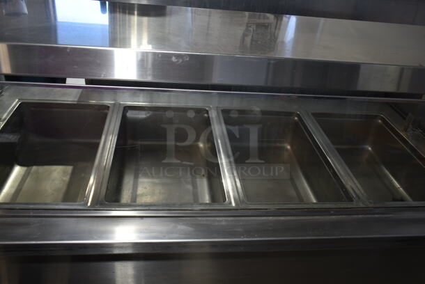 Delfield SH4-NU Stainless Steel Commercial Electric Powered 4 Bay Steam Table w/ Sneeze Guard on Commercial Casters. 120/208-240 Volts, 1 Phase.  - Image 3 of 10