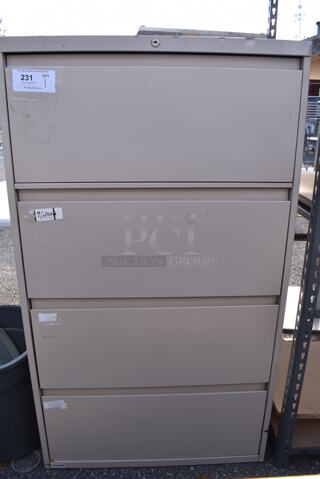 Tan Metal 4 Drawer Filing Cabinet. 30x18x52.5