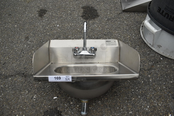 Eagle HSA-10-F-LRS Commercial Stainless Steel Wall Mount Hand Washing Sink With Gooseneck Faucet.