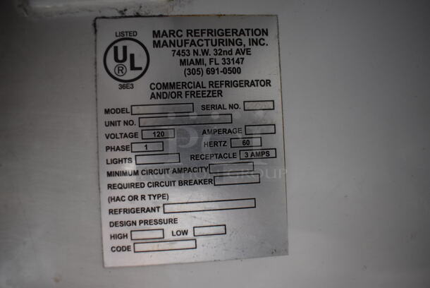 Marc Stainless Steel Commercial Open Grab N Go Merchandiser w/ Metal Shelves. 115 Volts, 1 Phase. 50x35x77. Tested and Powers On But Temps at 50 Degrees - Image 6 of 6
