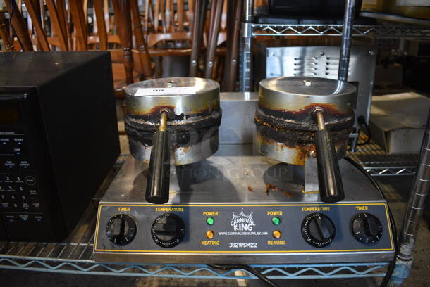 Carnival King 382WSM22 Stainless Steel Commercial Countertop 2 Head Waffle Cone Maker. 20x17x12. Tested and Working! - Image 7 of 7
