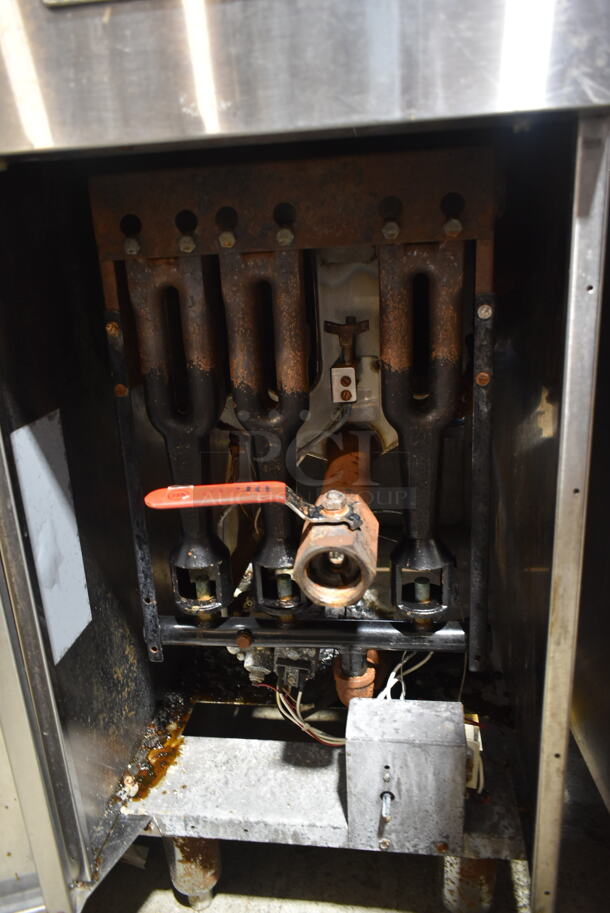 American Range Stainless Steel Commercial Floor Style Natural Gas Powered Deep Fat Fryer w/ 2 Metal Fry Baskets.  - Image 4 of 5