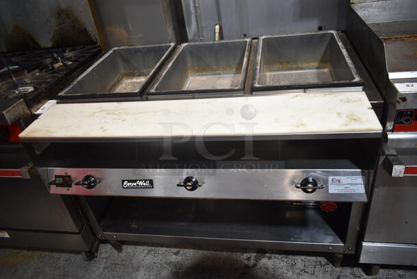 Vollrath ServeWell 38003 Stainless Steel Commercial Electric Powered 3 Bay Steam Table w/ Under Shelf. 120 Volts, 1 Phase. Tested and Working! - Image 1 of 4