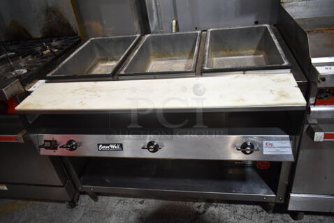 Vollrath ServeWell 38003 Stainless Steel Commercial Electric Powered 3 Bay Steam Table w/ Under Shelf. 120 Volts, 1 Phase. Tested and Working!