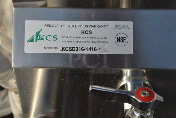 KCS KCSD316-1416-1 Stainless Steel Commercial Single Bay Sink w/ Faucet and Handles.  - Image 6 of 6