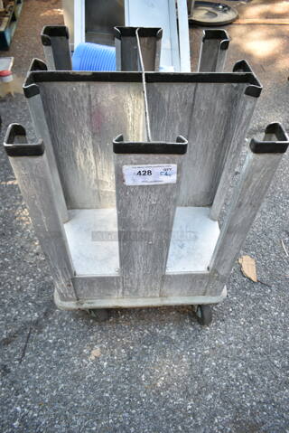 Metal Dish Cart on Commercial Casters. 