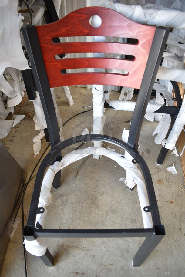 8 BRAND NEW SCRATCH AND DENT! Lancaster Table & Seating 164CBSTROMFR Metal Dining Height Chair Frame w/ Wooden Back Rest. No Seat. 8 Times Your Bid! - Image 4 of 5