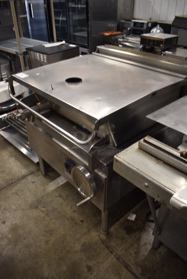 Cleveland Commercial Stainless Steel Natural Gas Powered Tilt Skillet On Galvanized Legs. - Image 3 of 6