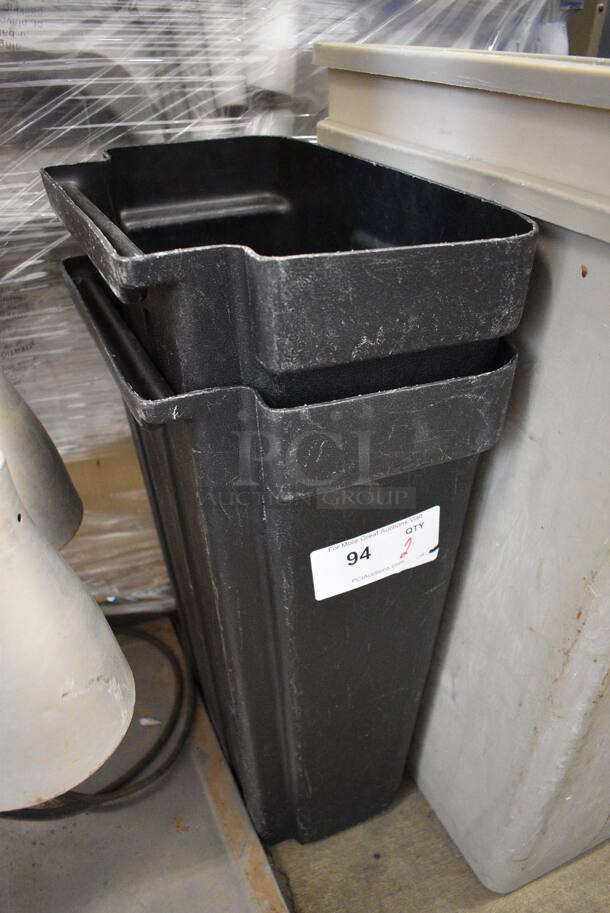2 Black Poly Trash Cans. 16.5x10x23. 2 Times Your Bid! - Image 3 of 3