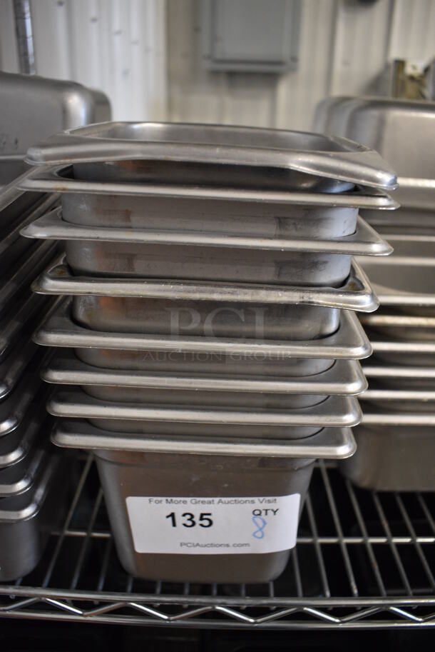 8 Stainless Steel 1/6 Size Drop In Bins. 1/6x6. 8 Times Your Bid!