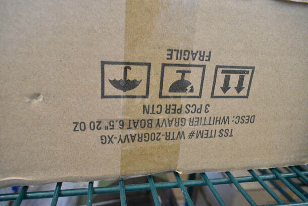 6 Box of 3 BRAND NEW SCRATCH AND DENT! 10 Strawberry Street WTR-20GRAVY-XG Whittier 20 oz. White Porcelain Gravy Boat. 6 Times Your Bid! - Image 6 of 6