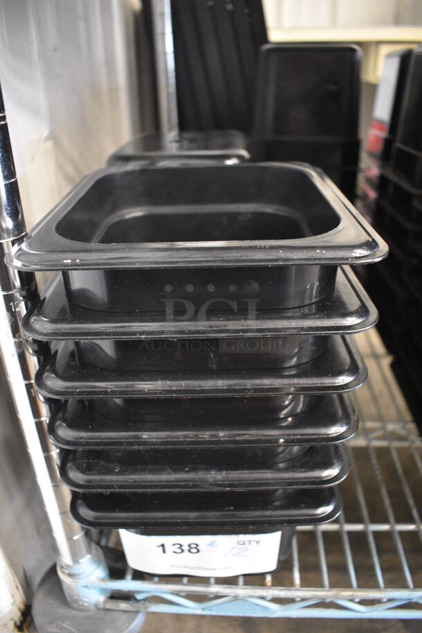 ALL ONE MONEY! Lot of 12 Cambro Black Poly 1/6 Size Drop In Bins! 1/6x4