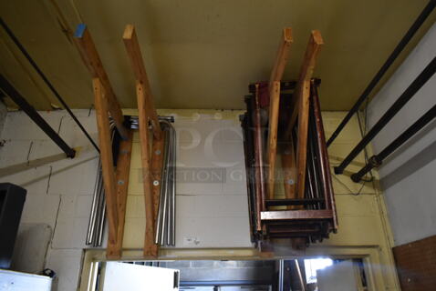 ALL ONE MONEY! Lot of Serving Tray Stands. BUYER MUST REMOVE. (hallway)