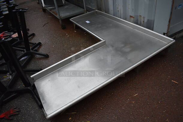 Stainless Steel L Shaped Left Side Dishwasher Table. No Legs. 70x75x8 - Image 5 of 5