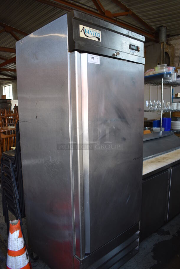 Avantco CFD1FF Stainless Steel Commercial Single Door Reach In Freezer w/ Poly Coated Racks on Commercial Casters. 115 Volts, 1 Phase. 29x32x83. Tested and Working! - Image 2 of 7