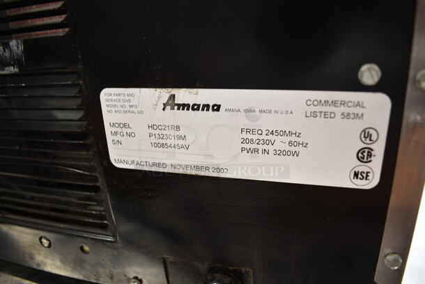 Amana HDC21RB Metal Commercial Countertop Microwave Oven. 208/230 Voltas, 1 Phase.  - Image 5 of 5