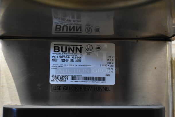 Bunn TB3Q-LP Stainless Steel Commercial Countertop Iced Tea Machine w/ Poly Brew Basket and Beverage Holder Dispenser. 120 Volts, 1 Phase.  - Image 6 of 6