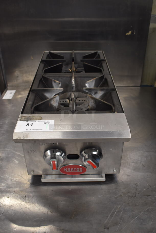 Kratos 29Y-070 Commercial Stainless Steel Natural Gas Countertop 2 Burner Hot Plate. 50,000 BTU.