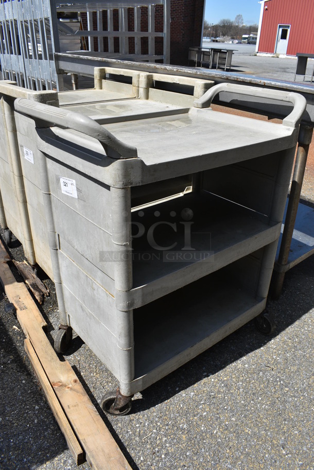 Gray Poly 3 Tier Cart w/ Push Handles on Commercial Casters. 33x18.5x38 - Image 2 of 3