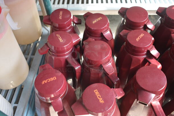 ALL ONE MONEY! Lot of 12 Maroon Poly Coffee Urns! 6x5x9.5 - Image 3 of 3