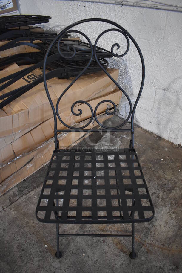 PALLET LOT OF 28 BRAND NEW! Black Metal Mesh Patio Chairs. 15.5x19x35. 28 Times Your Bid! - Image 1 of 5