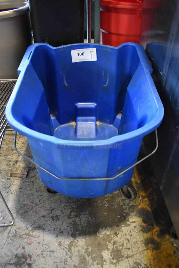 Blue Poly Mop Bucket on Commercial Casters. 18x22x16