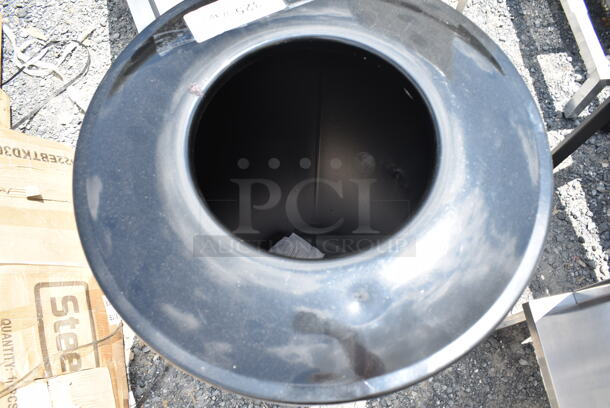 BRAND NEW SCRATCH AND DENT! Rubbermaid 690FGS3ETBK Classics Black Round Steel Drop Top Waste Receptacle with Levelers and Rigid Plastic Liner 25 Gallon - Image 3 of 4