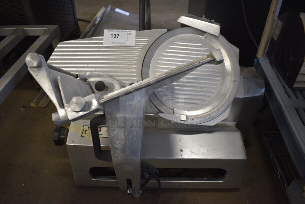 Univex Model 8512 Stainless Steel Commercial Countertop Meat Slicer w/ Blade Sharpener. 115 Volts, 1 Phase. 29x21x21. Tested and Working!