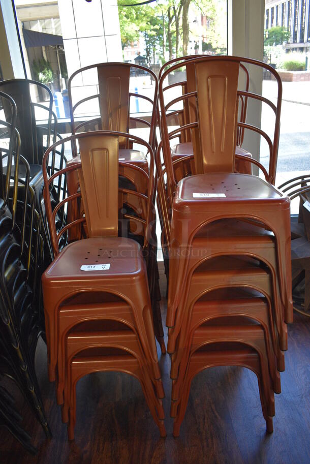 6 Brown Metal Tolix Style Dining Height Chairs. 17x17x33. 6 Times Your Bid! (lounge) - Image 5 of 5