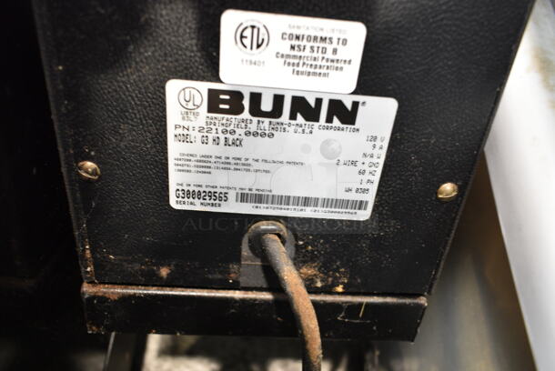 Bunn G3 HD BLACK Metal Commercial Countertop Coffee Bean Grinder. 120 Volts, 1 Phase. Tested and Working! - Image 6 of 6