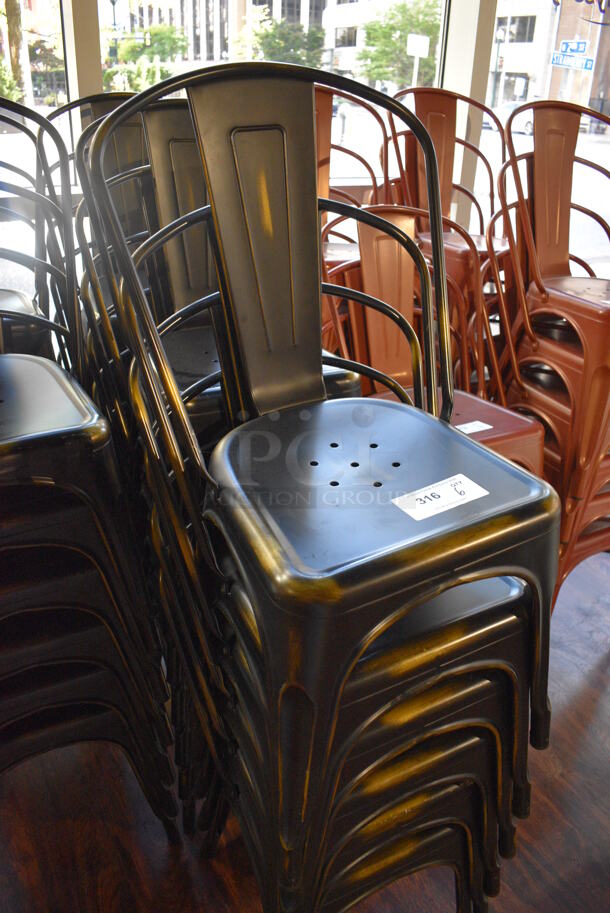 6 Black Metal Tolix Style Dining Height Chairs. 17x17x33. 6 Times Your Bid! (lounge) - Image 3 of 6