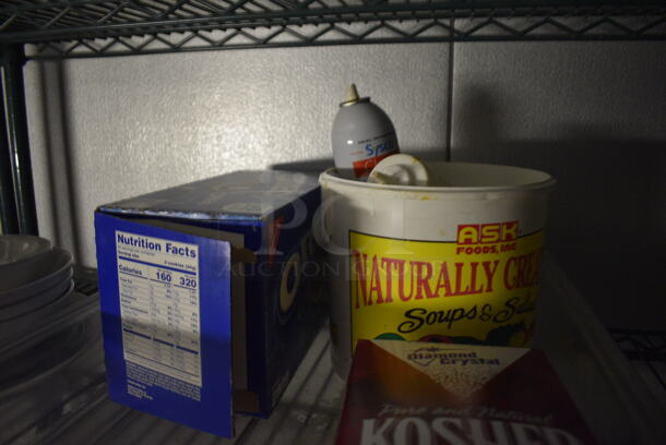 ALL ONE MONEY! Lot of Ceramic Dishes, Kosher Salt and Clear Poly Bin. (kitchen) - Image 3 of 3