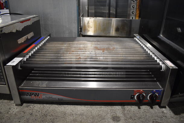 APW Wyott Model HRS-75 5T Stainless Steel Commercial Countertop Hot Dog Roller. 208/240 Volts, 1 Phase. 36x29.5x11
