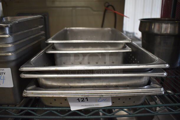 ALL ONE MONEY! Lot of 6 Various Stainless Steel Drop In Bins. Includes 1/1x2, 1/1x4, 1/2x4