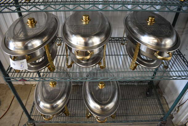 5 Metal Chafing Dishes w/ Drop Ins and Lids. 22x12x11. 5 Times Your Bid!