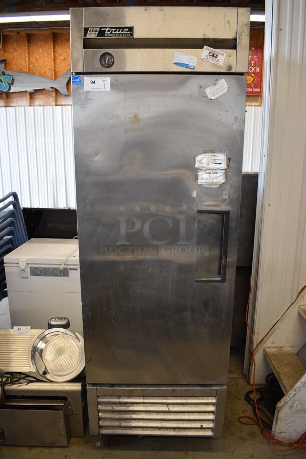 True Model T-23F ENERGY STAR Stainless Steel Commercial Single Door Reach In Freezer w/ Poly Coated Racks on Commercial Casters. 115 Volts, 1 Phase. 27x30x83. Tested and Does Not Power On