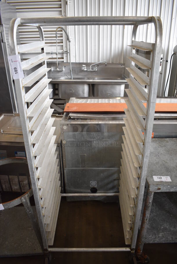 Metal Commercial Pan Transport Rack on Commercial Casters. 25.5x24x64