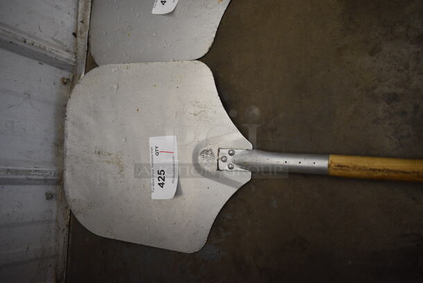 Metal Pizza Peel w/ Wooden Handle. 12x52x1 - Image 2 of 2