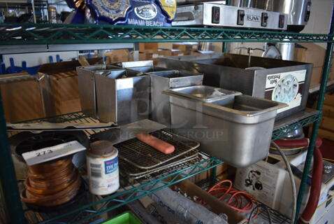 ALL ONE MONEY! Tier Lot of Various Items Including Spool of Wire and Metal Drop In Bins