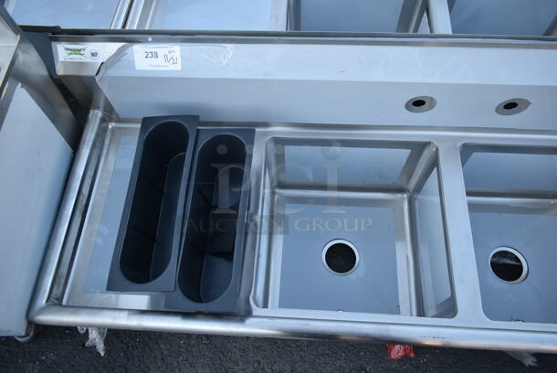 BRAND NEW SCRATCH AND DENT! Regency 600S21717218 Stainless Steel 2 Bay Sink w/ Dual Drain Boards. No Legs. Bays 17x17. Drain Boards 16.5x19. - Image 3 of 6
